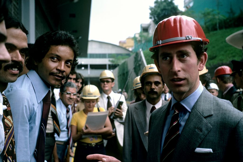 King Charles in a red hard hat in 1978