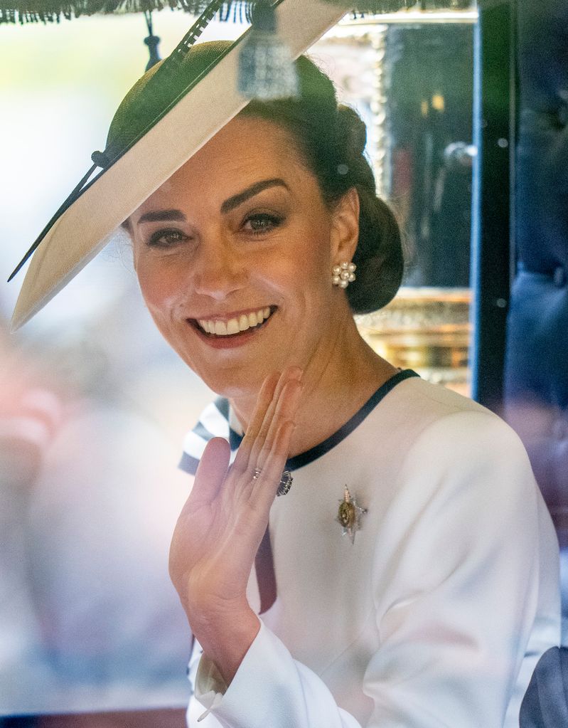 Princess Kate waves during Trooping the Colour
