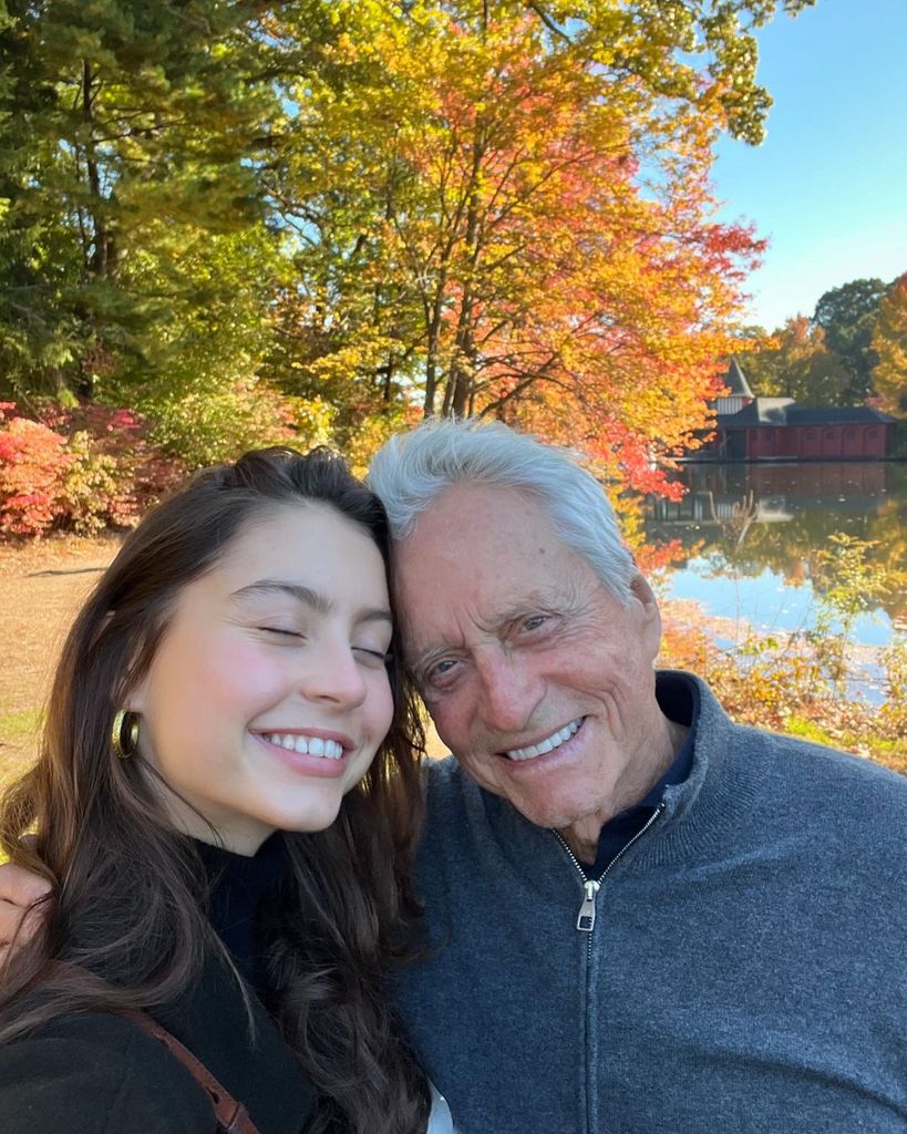 Michael Douglas and Carys Douglas pose for a selfie while at Brown University, shared on Instagram