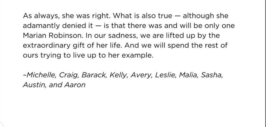 Michelle's original tribute was signed by her entire family, including daughters Malia and Sasha 
