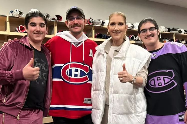 Celine dion sons hockey game