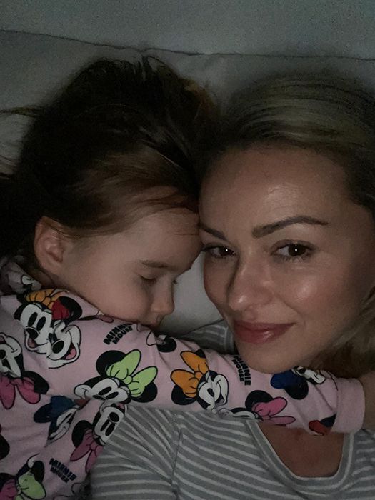Ola Jordan sleeps with daughter Ella