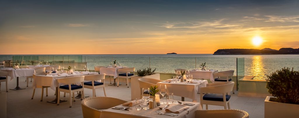 President Hotel Valamar in Dubrovnik, Croatia - view from the buffet at sunset