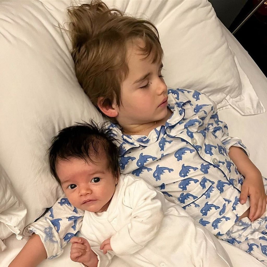 Vogue Williams' son Theo asleep with his arm around brother Otto