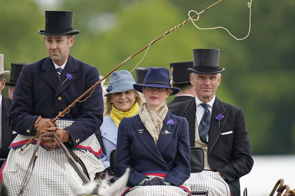 Lady Louise Windsor (centre right) on a carriage in the Castle Arena at the Royal Windsor Horse Show in Windsor Castle, Berkshire