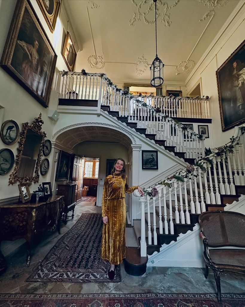 Julie Montagu next to her staircase