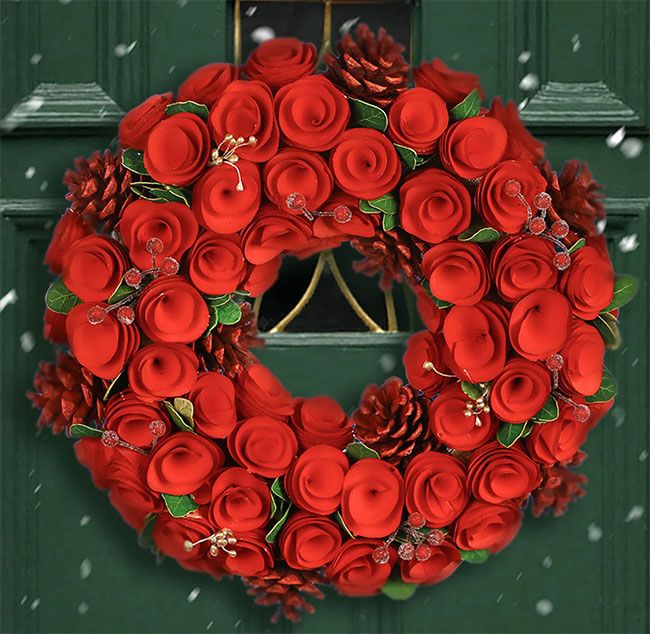 red roses wreath