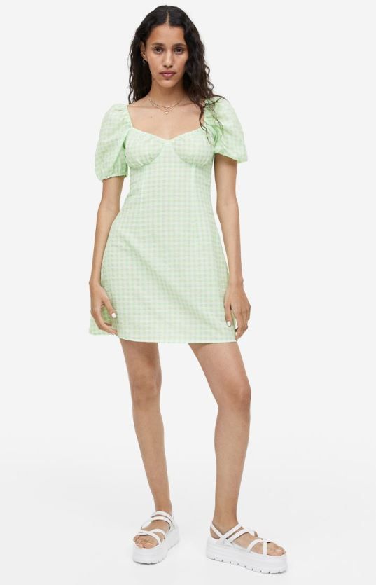 h and m green gingham dress 