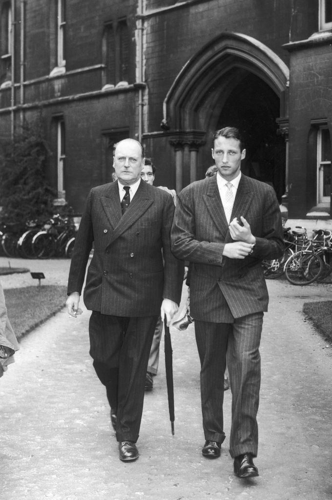Harald with his father King Olav at Balliol College in 1960