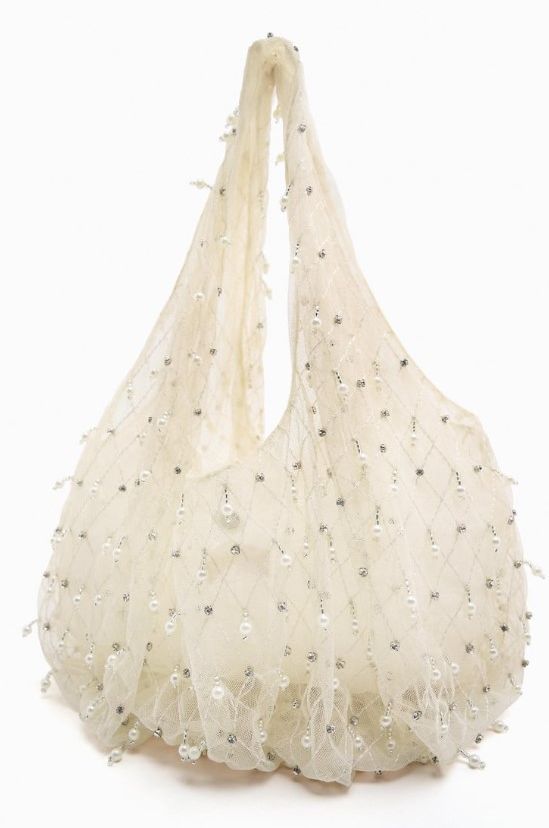 Zara - Organza bucket bag with faux pearls