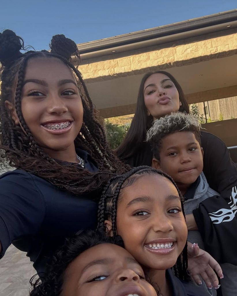 kim kardashian four kids back to school selfie