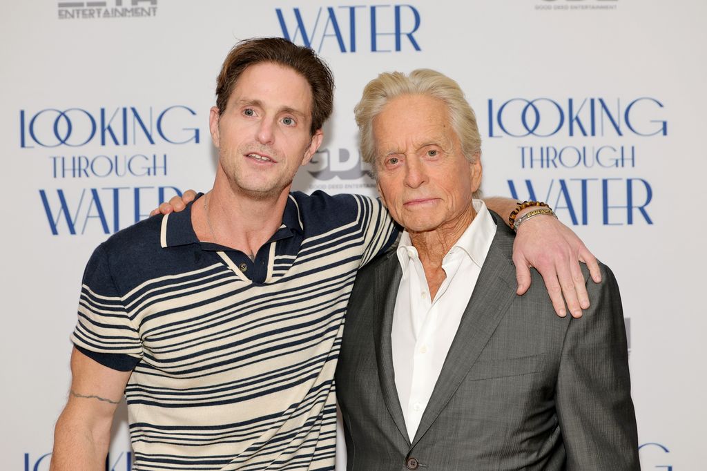 Cameron Douglas and Michael Douglas attend the "Looking Through Water" New York Photo Call at AMC Empire on September 05, 2025 in New York City