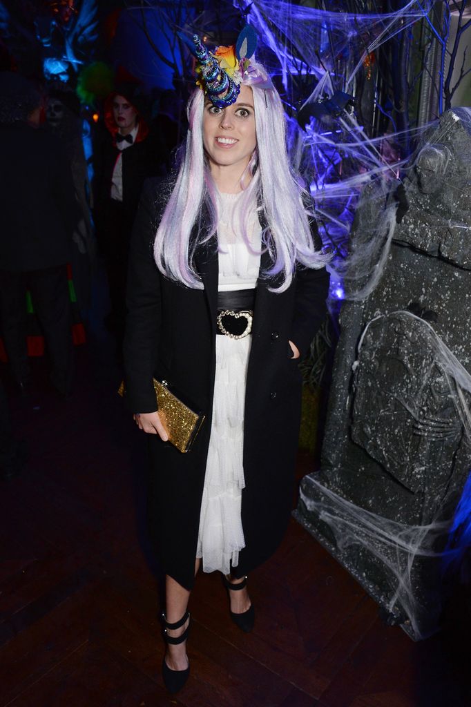 Princess Beatrice dressed as a unicorn at Annabel's Halloween party 2018