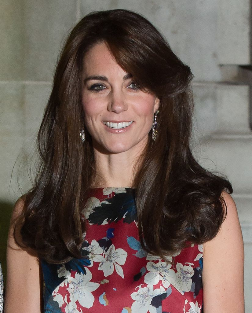Kate with bangs in floral dress