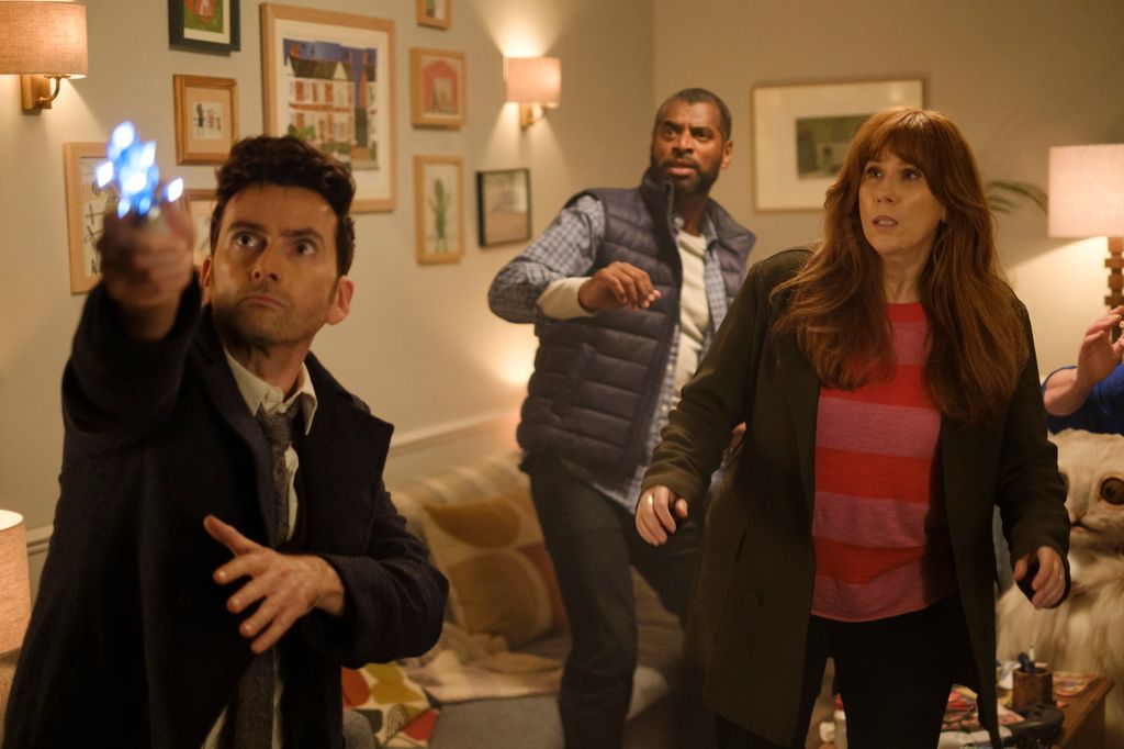 David Tennant, Karl Collins and Catherine Tate in Doctor Who