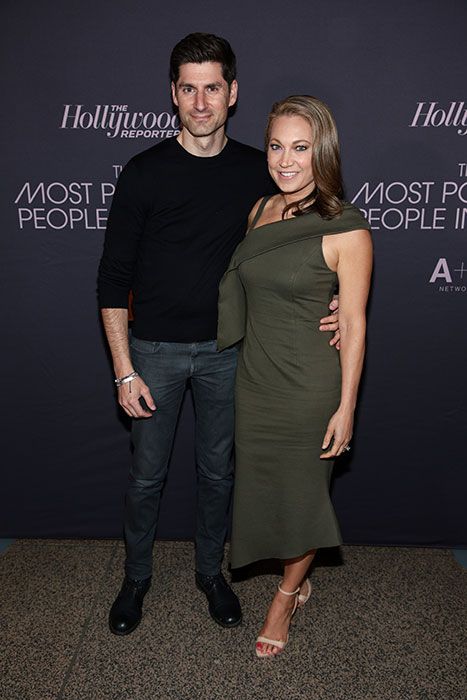 Ginger Zee and her husband Ben Aaron on a red carpet