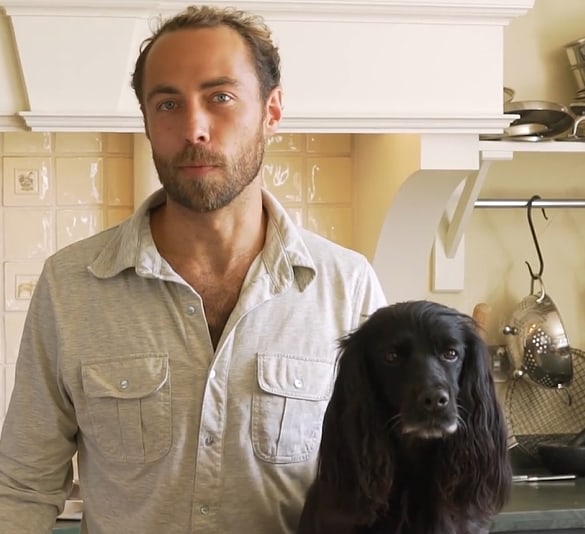 James middleton with dog in kitchen