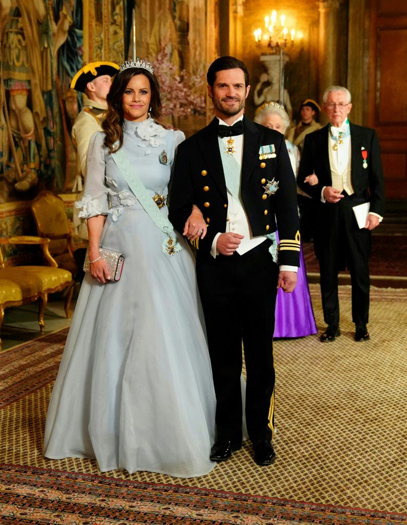 Prince Carl Philip of Sweden and Princess Sofia of Sweden arrive for a banquet