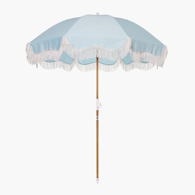holiday beach umbrella santorini blue
