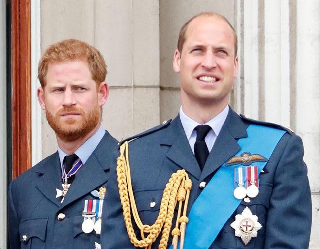 Prince William and Harry on the Buckingham Palace balcony in uniform