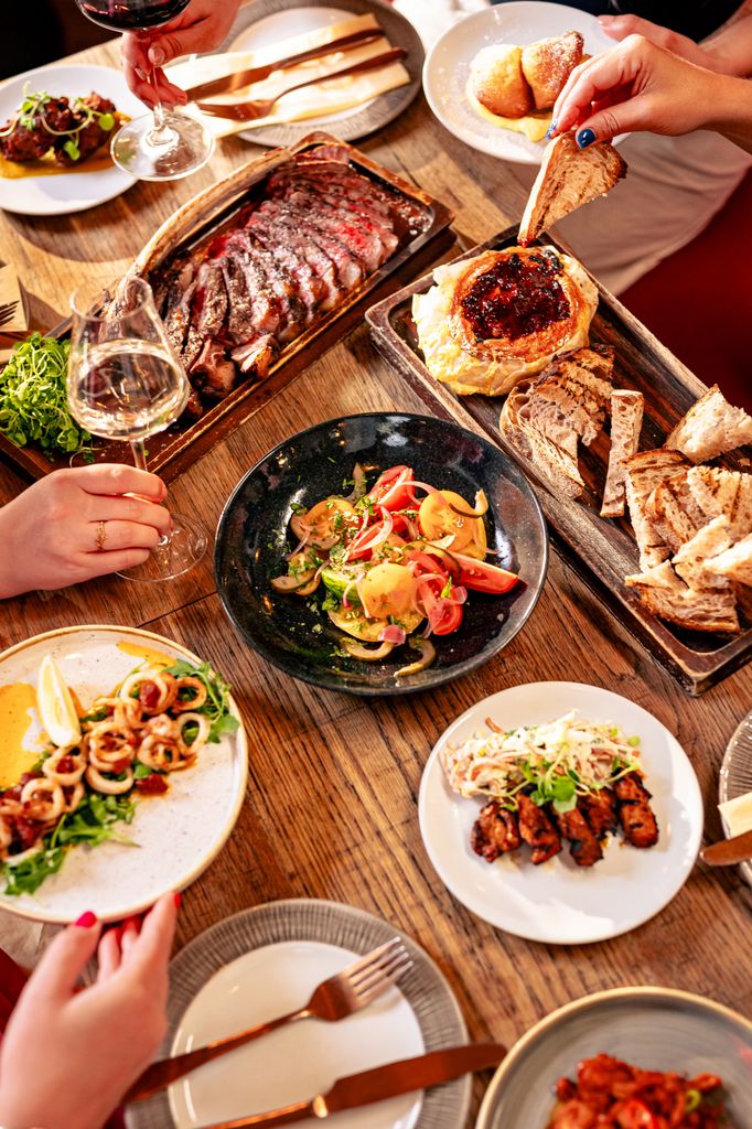 restaurant food laid out on plates