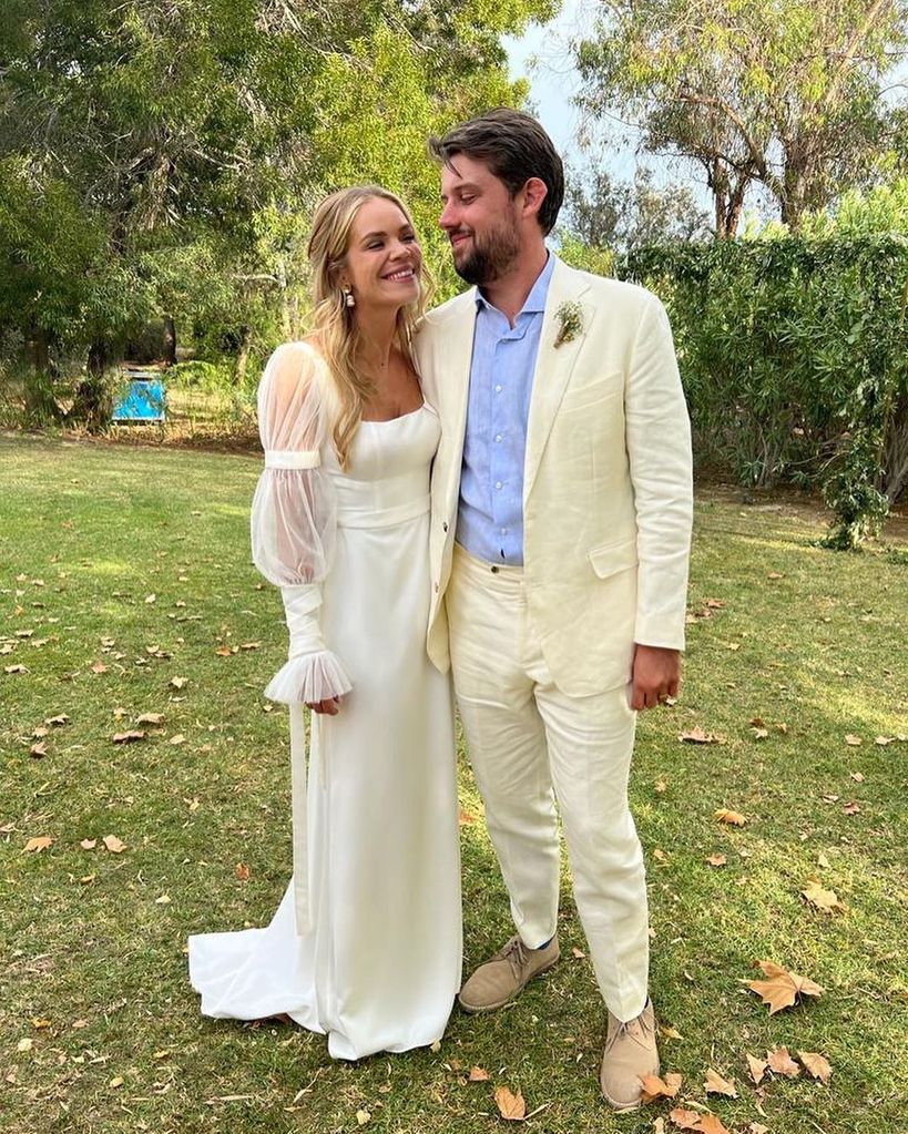 Barney Whitehall and his new wife Tatiana pose for a photo at their wedding, shared on Instagram