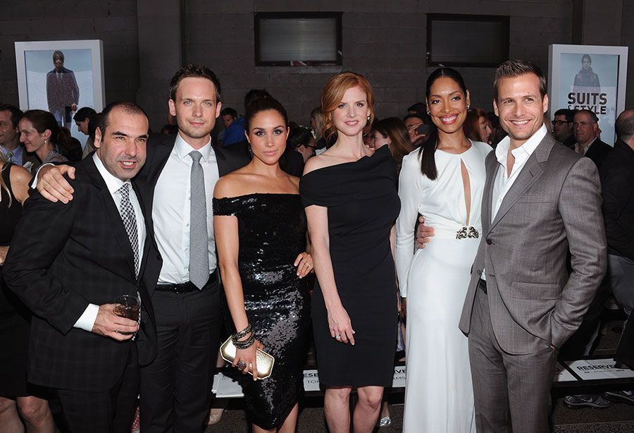 suits reunion at the wedding