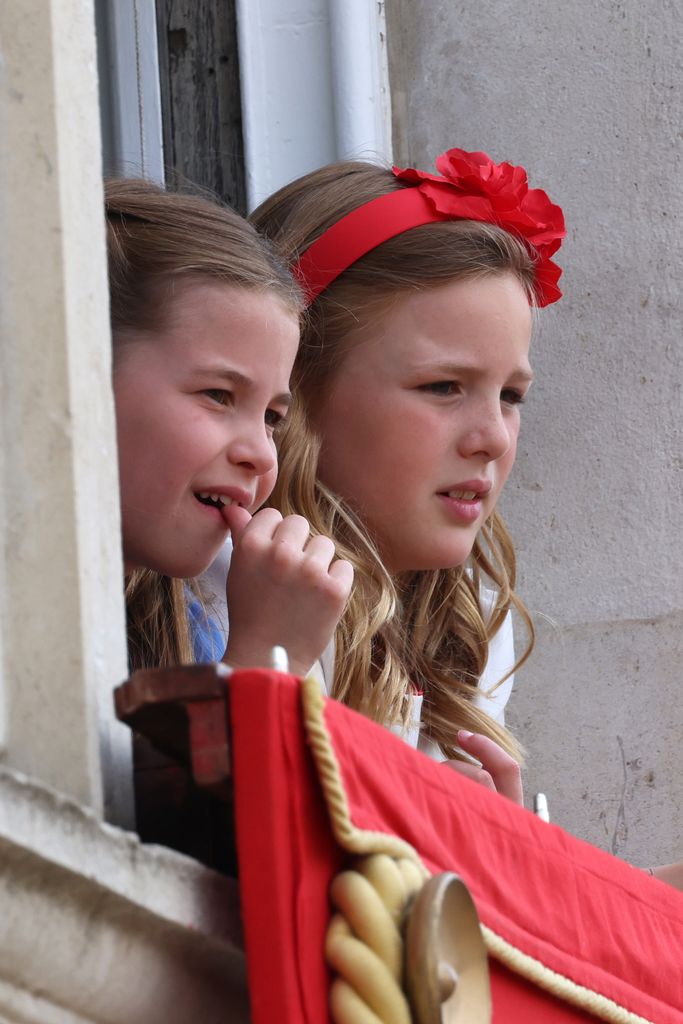Princess Charlotte and Mia Tindall watch Trooping The Colour 