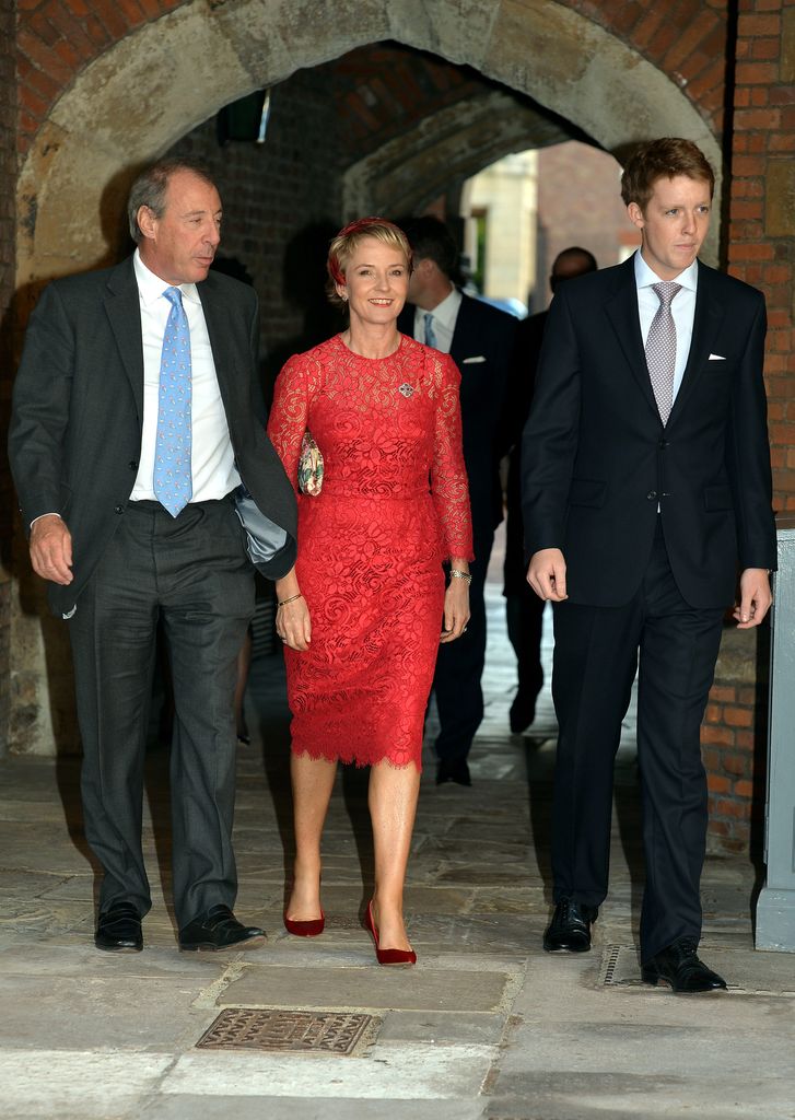 The Duke of Westminster pictured arriving at Prince George's Christening in 2013 at St George's chapel with philanthropist Michael Samuel and his wife Julia 
