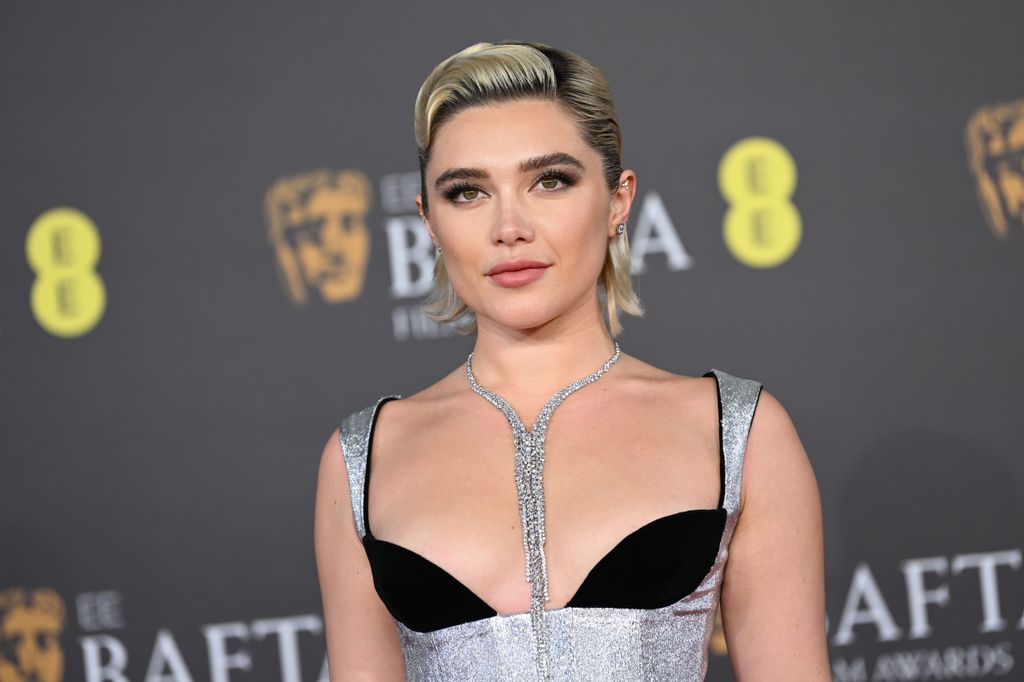 Florence Pugh with her hair in a quiff at the BAFTAs 
