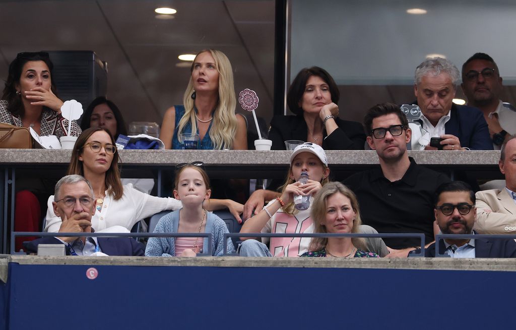 Actor John Krasinski (R) attends the Men's Singles Final match between Jannik Sinner of Italy and Carlos Alcaraz of Spain on Day Fifteen of the 2025 US Open at USTA Billie Jean King National Tennis Center on September 07, 2025 in New York City.