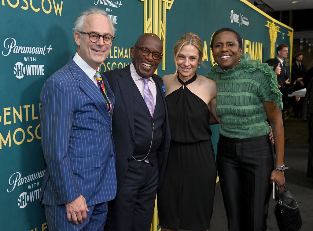 Amor Towles, Al Roker, Margaret Towles and Deborah Roberts attend "A Gentleman in Moscow" premiere event in NYC at Museum of Modern Art on March 12, 2024 in New York City