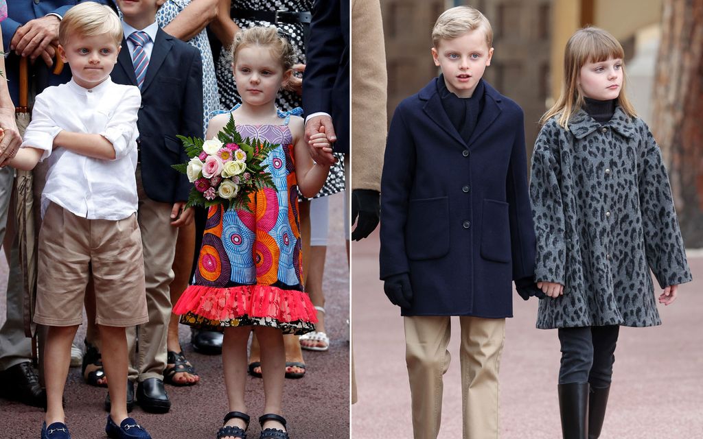 Prince Jacques and Princess Gabriella in 2019 and 2024