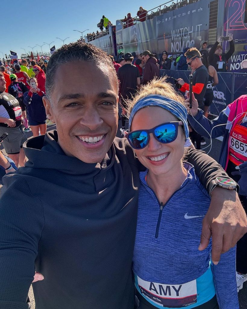 Amy Robach and TJ Holmes run the NYC marathon