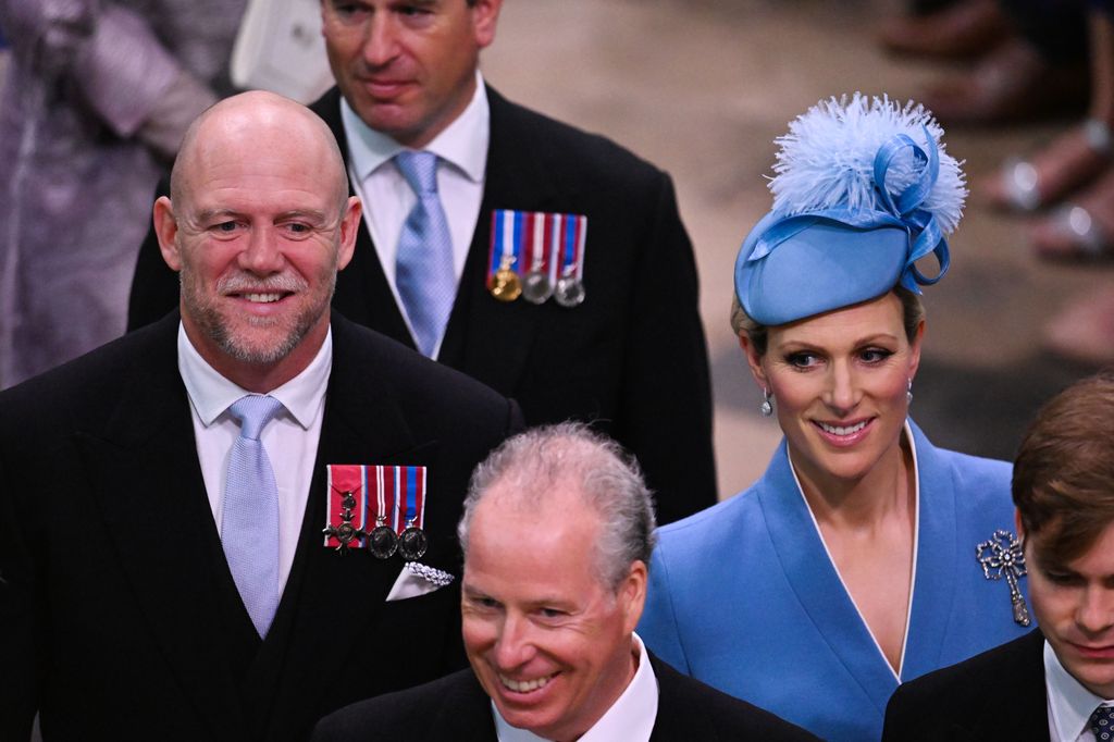 Mike and Zara leaving Westminster Abbey following King Charles and Queen Camilla's coronation

