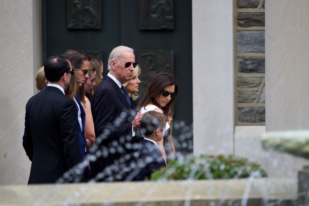 Vice President Joe Biden arrives with family for a mass of Christian burial at St. Anthony of Padua Church for his son, former Delaware Attorney General Beau Biden, on June 6, 2015