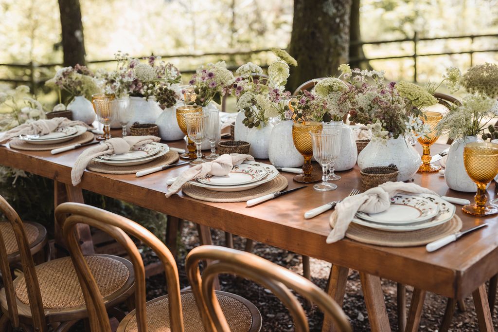 rural wedding reception in the forest 