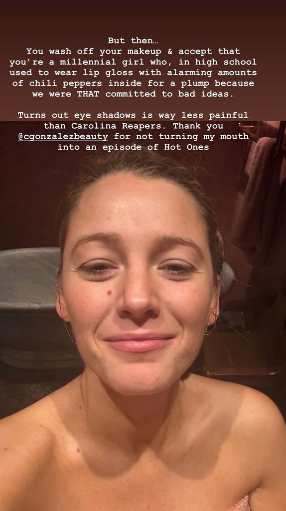 Blake Lively taking a makeup-free selfie