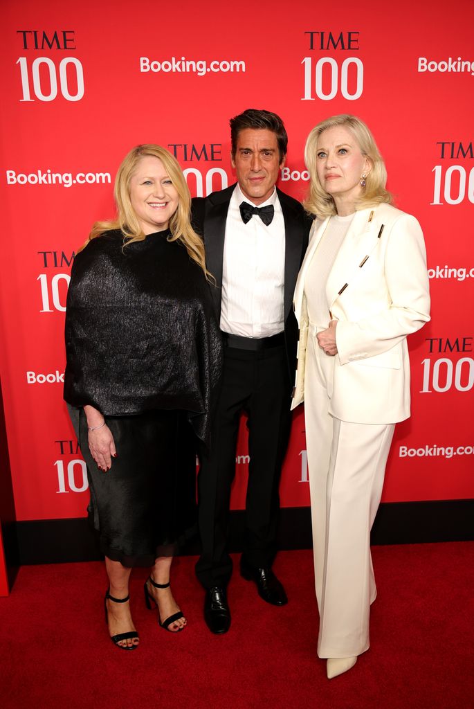 Debra O'Connell, David Muir and Diane Sawyer attend the 2025 TIME100 Gala at Jazz at Lincoln Center on April 24, 2025 in New York City