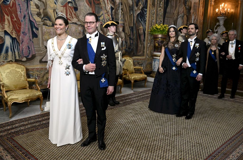 Crown Princess Victoria with prince daniel at banquet arrival