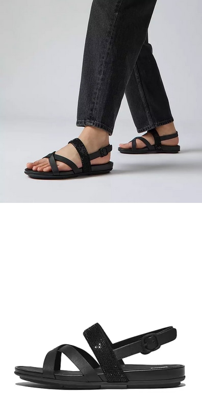 Sandálias de couro Gracie Crystal Fitflop lado