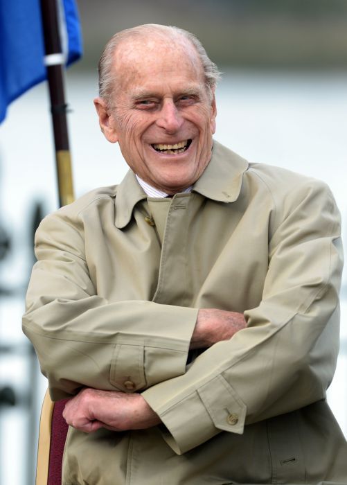 Prince Philip laughing 2013