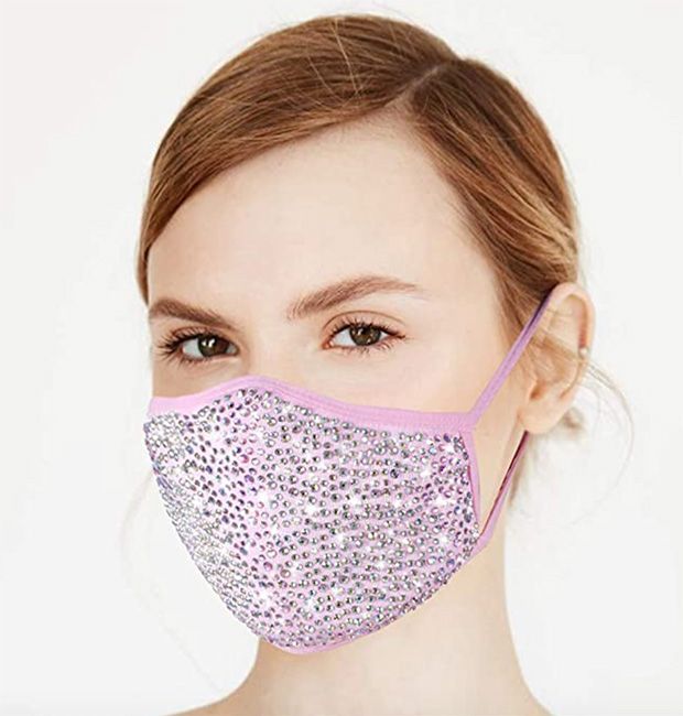 pink embellished face mask