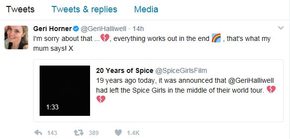 geri haliwell spice girls twitter