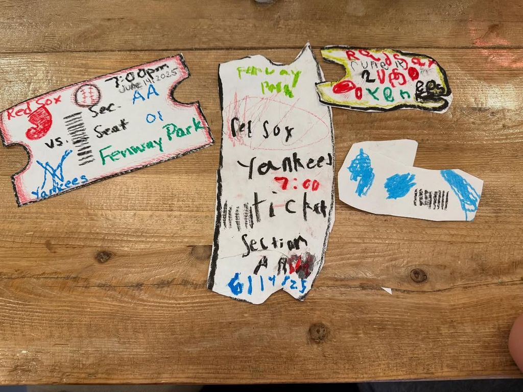 The kids had made tickets to enter the game 