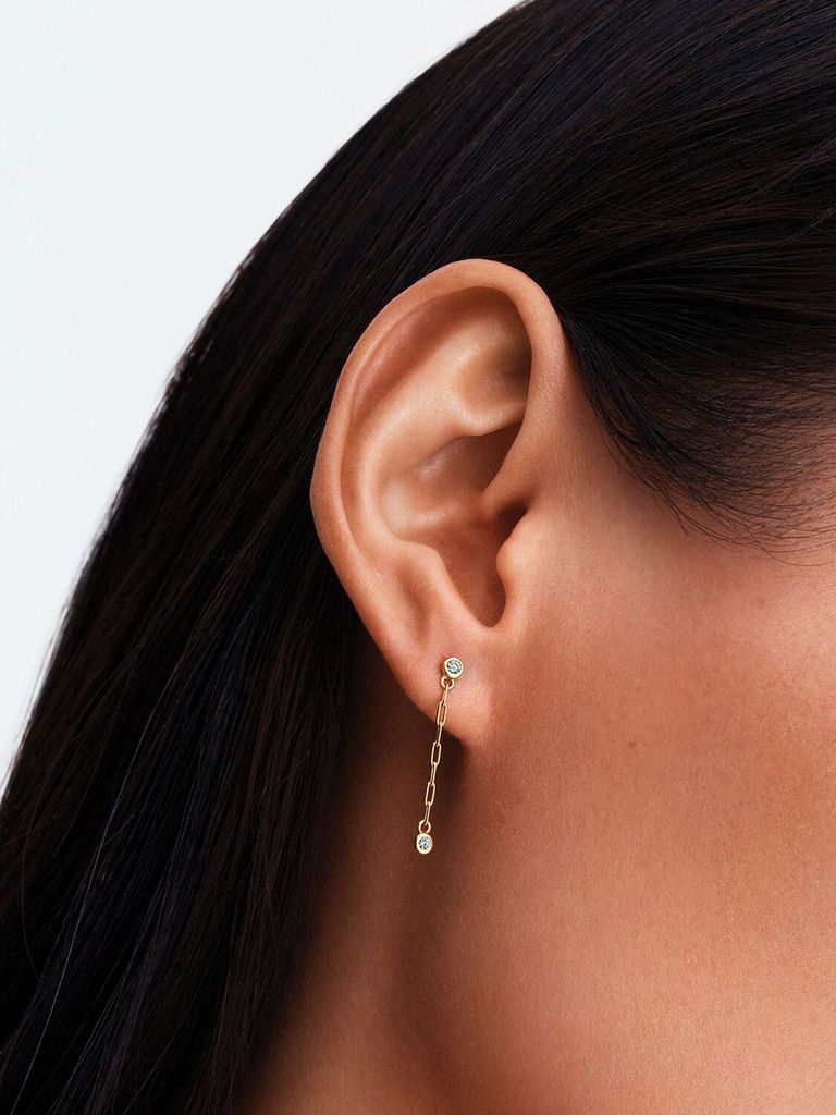 Era Bezel Lab-Grown Diamond Paperclip Chain Drop Earrings