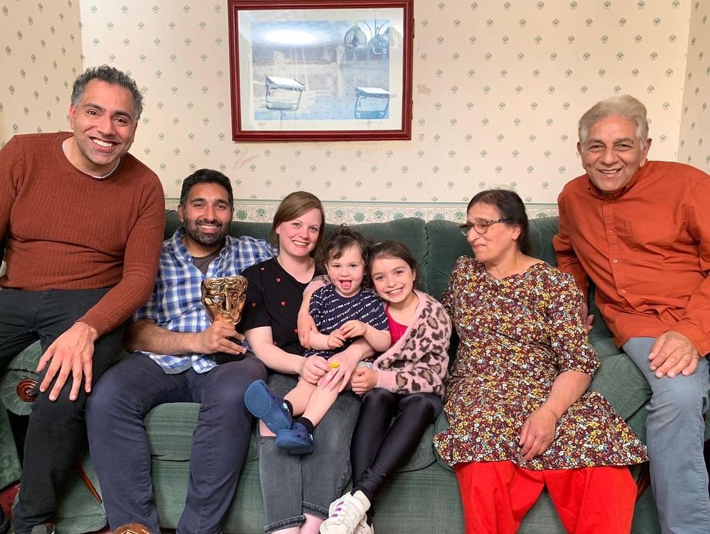 Siddiqui family on sofa