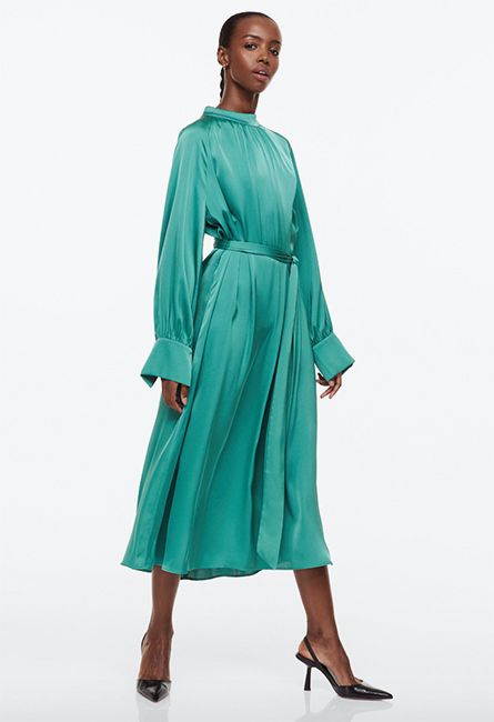 H and M satin green dress