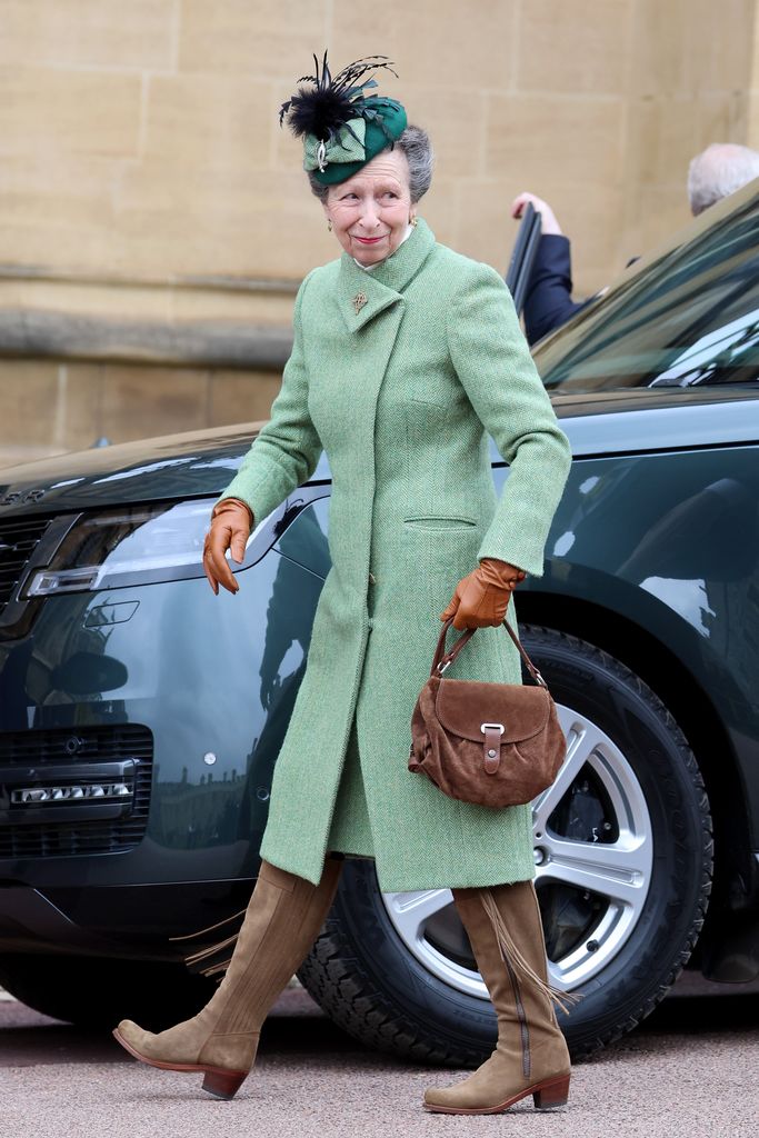 WINDSOR, ENGLAND - MARCH 31: Princess Anne, Princess Royal attends the Easter Mattins Service at Windsor Castle on March 31, 2024 in Windsor, England. (Photo by Chris Jackson/Getty Images)