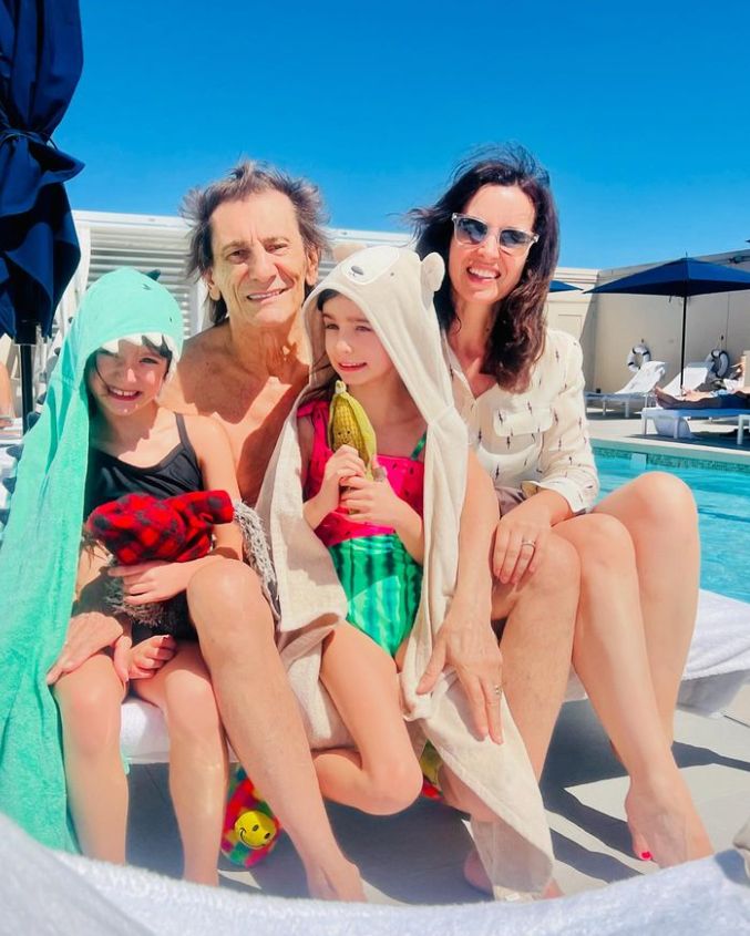 A family-of-four at a swimming pool